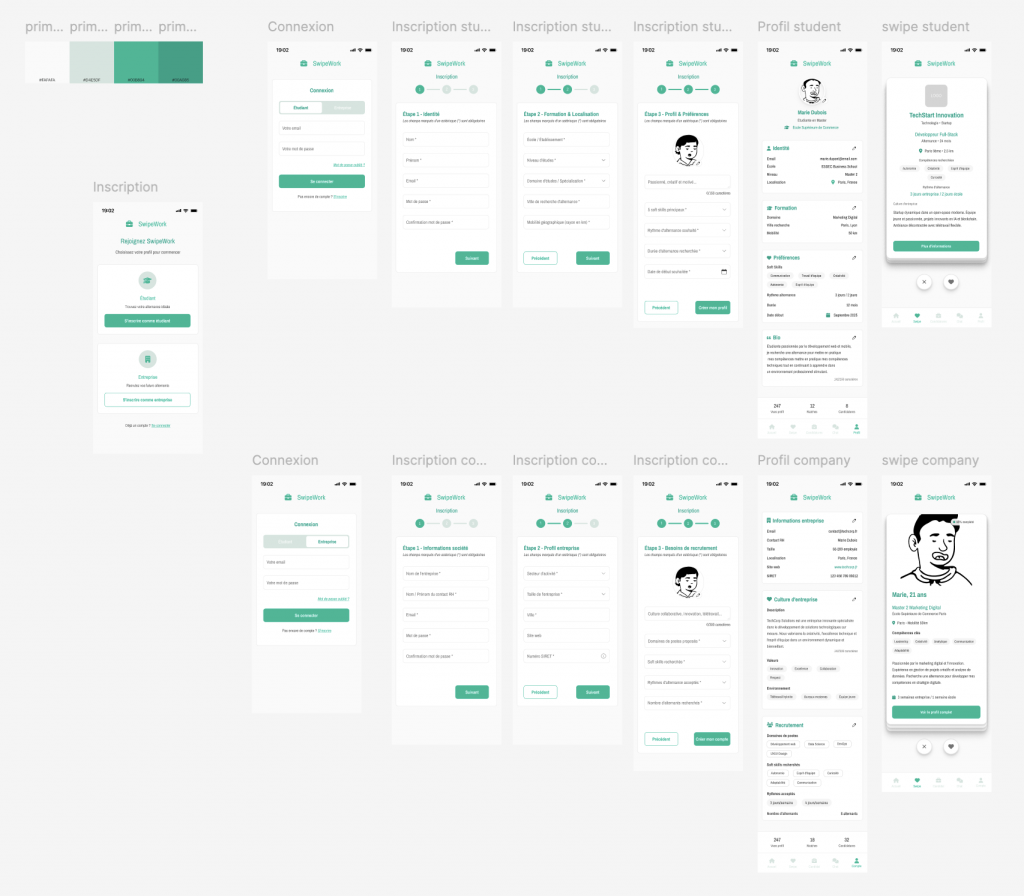 Aperçu du projet SwipeWork