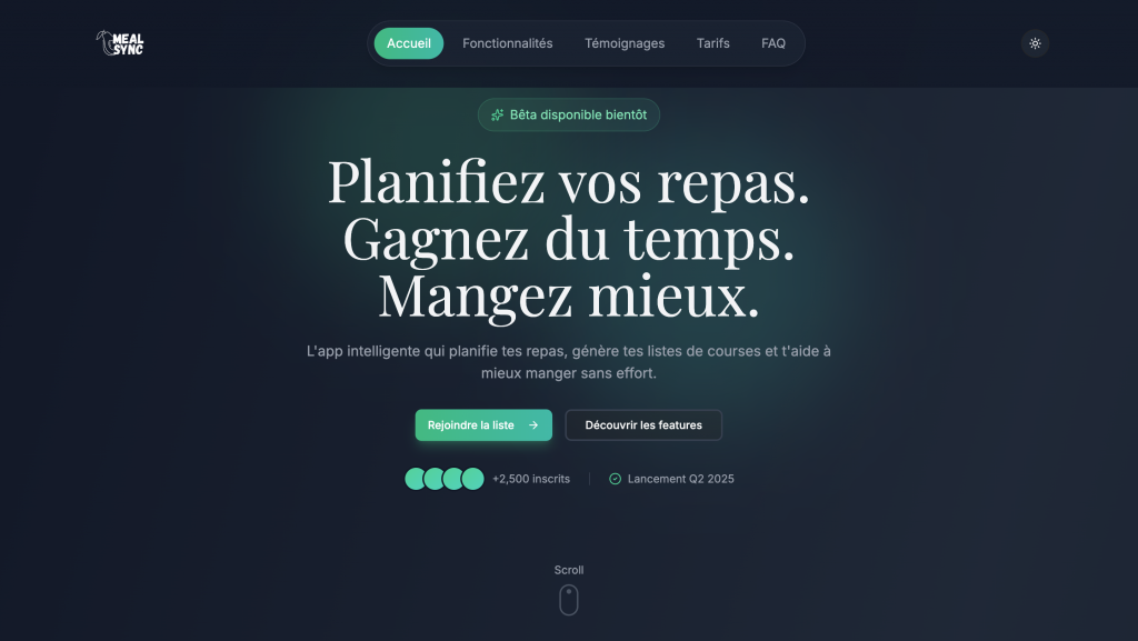 Aperçu du projet MealSync