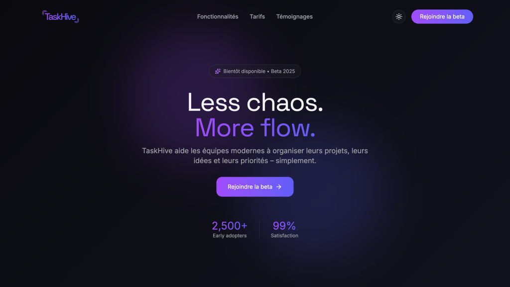 Aperçu du projet TaskHive